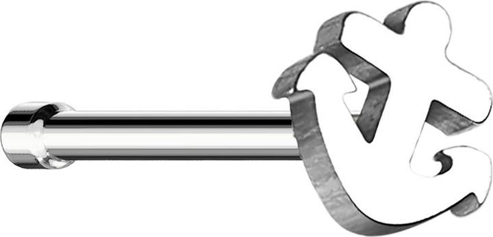 Actual product image Star Piercing Nasenstecker gerade silber mit Anker (without brass, Surgical steel 316L)