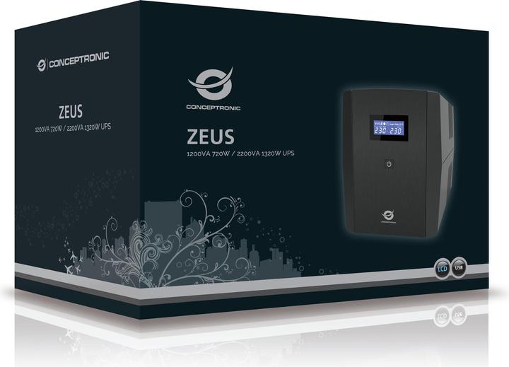 Productafbeelding Conceptronic 2 x Schuko/3 x IEC, AC, 2200 VA (2200 VA, 1320 W, Lijninteractief UPS)