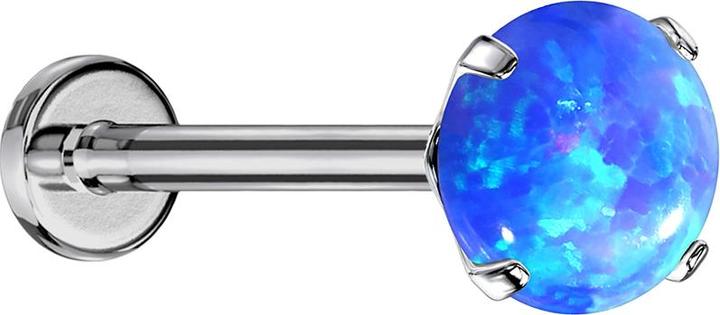 Produktbild Star Piercing Micro Threadless Labret silber Opal blau gefasst (ohne Messing, Titan G23)