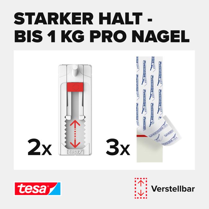Actual product image tesa Adhesive nail wallpaper & plaster height adjustable