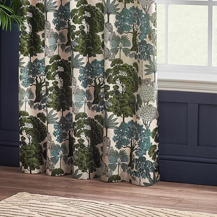 Actual product image Wylder Woodlands Jacquard Floral Eyelet Curtains (168 x 183 cm)