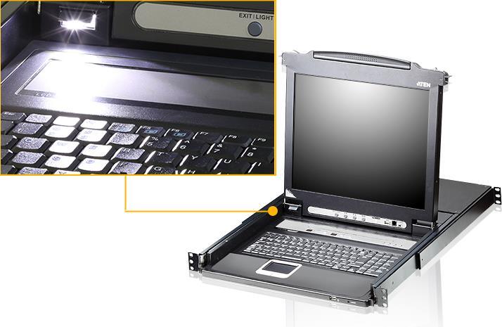 Actual product image Aten CL5708M CH KVM switch 8-port 17" LCD single rail (PS/2-USB VGA) CH layout