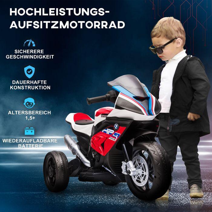 Produktbild Swisshandel24 Kinderelektro-Motorrad 6V Dreirad, 3 Musikmodi 2,5km/h ab 18 Monaten PP Metall Rot (6 V)