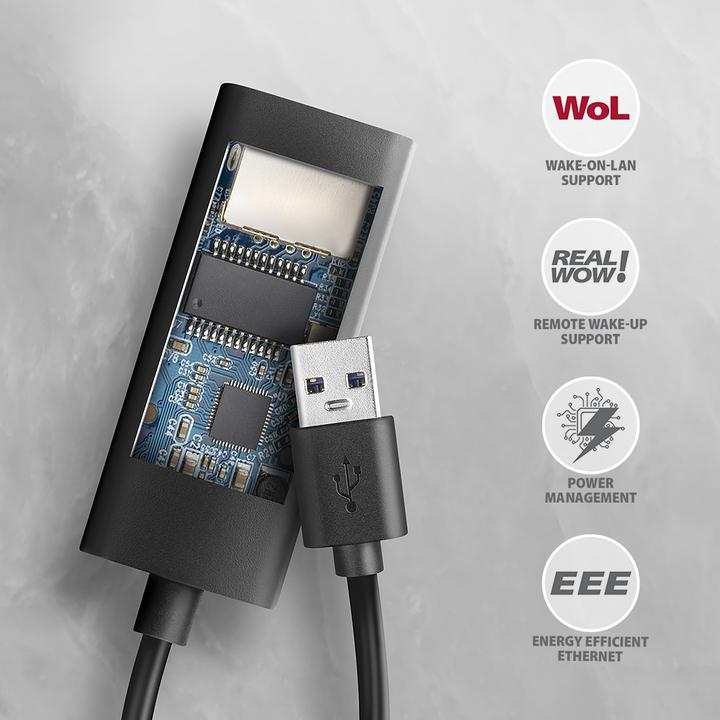 Image du produit Axagon ADE-AR, USB-A 3.2 Gen 1 - Gigabit Ethernet s????ov?? karta, Realtek 8153, auto-installation (USB 3.0, RJ45 Gigabit Ethernet (1x))