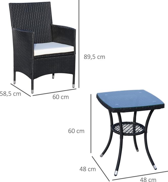 Immagine prodotto Outsunny Gruppo di sedute in rattan come set da 3 pezzi