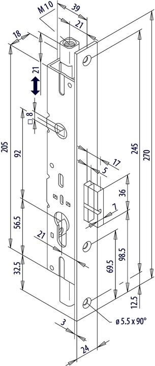 Actual product image Fuhr Bascule mortise locks 298R (Mortise lock)