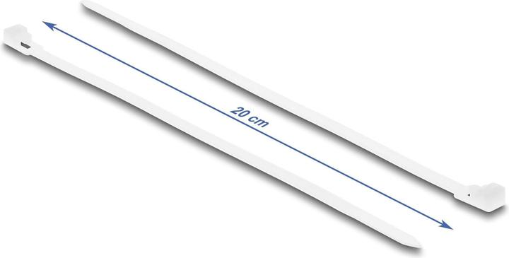 Actual product image Delock Cable tie reusable L 200 x W 4.8 mm 100 pieces white (Plastic cable ties, 200 mm, 100 pcs.)