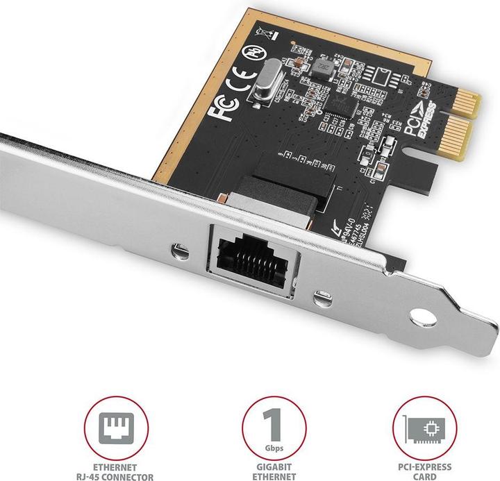 Image du produit Axagon PCEE-GRF PCI-Express Gigabit Ethernet Realtek 8111F + LP (Mini PCI Express)