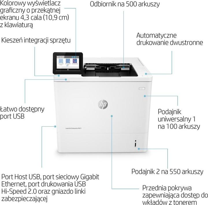 Image du produit HP M611dn Laserjet Enterprise (Laser, Noir et blanc)