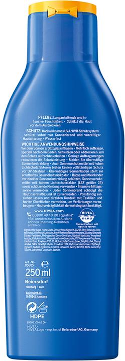 Immagine prodotto NIVEA 85605 Protezione solare/prodotto doposole Latte solare adulti (Latte solare, SPF 20, 250 ml)