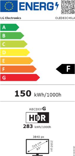 Label énergétique LG OLED83C46LA evo 83 pouces Smart TV UHD 4K (2024) (83", C4, OLED, 4K, 2024)