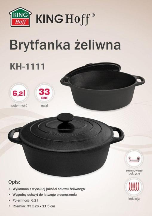 Produktbild Kinghoff Cast iron frying pan 33cm 6,2L KH-1111 (Bräter + Schmortopf, Gusseisen)