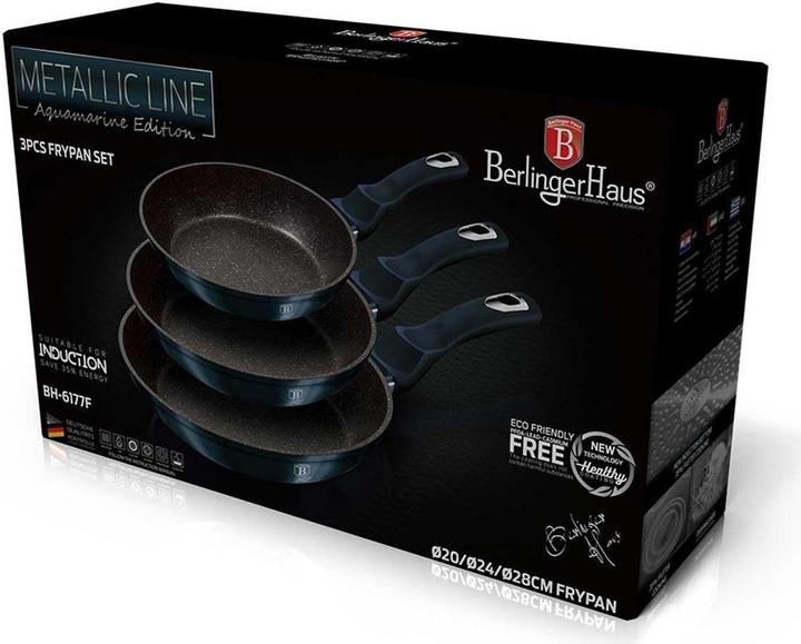 Actual product image BerlingerHaus AQUAMARINE BH-6177 3 GRANITE FRYER SET (Pan set + pot set, Aluminium)