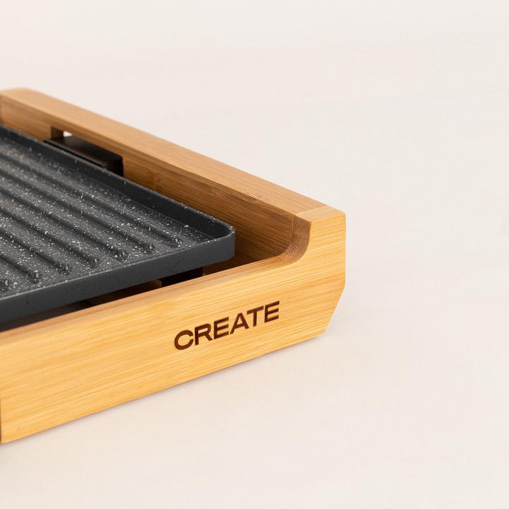 Immagine prodotto Create STONE FLAT BAMBOO - Piastra grill elettrica da 1800W
