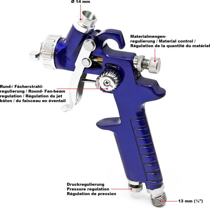 Immagine prodotto Wiltec Pistola HVLP Pistola a spruzzo Pistola a spruzzo H2000P ugello da 0,8 0,5 mm