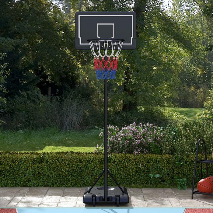 Image du produit Swisshandel24 Panier de basket-ball, support réglable en hauteur, avec roulettes et panneau arrière incassable