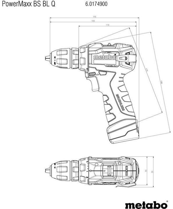 Actual product image Metabo PowerMaxx BS BL Q cordless drill driver (601749500) (Rechargeable battery operated)