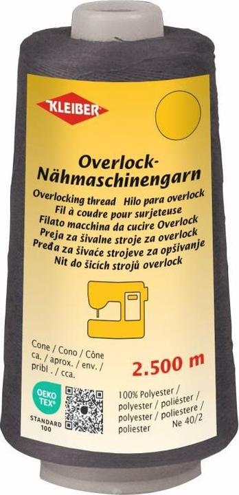 Actual product image Kleiber Overlock sewing machine thread, 2,500 m, dark grey Material: 100% polyester, Ne 40/2 (2500 m)