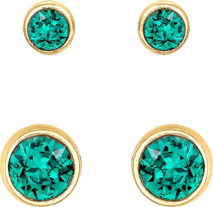 Image du produit Elli Boucles d'oreilles Set Cristaux Basic Vert 925 argent (Cristal de verre, Argent 925 sterling plaqué or)