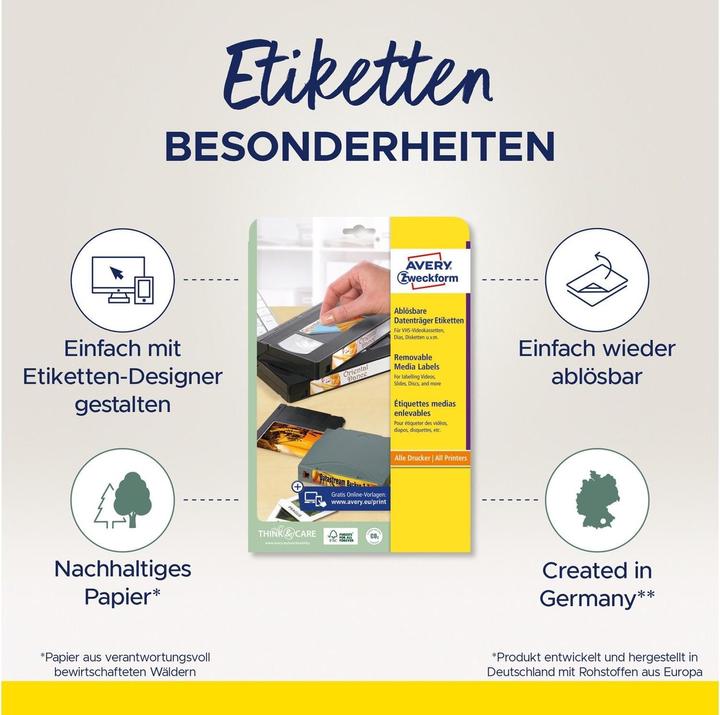 Produktbild Avery Etiketten A4, 63,5 x 8,5 mm