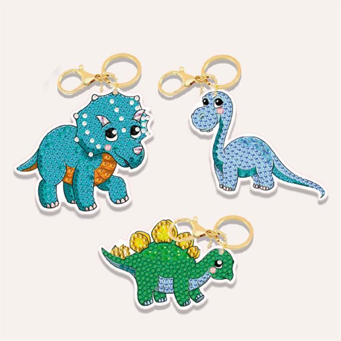 Immagine prodotto Craft Buddy Amici dinosauri, portachiavi artistico in cristallo 3 pezzi
