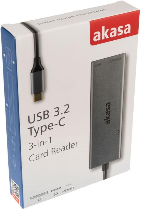 Produktbild Akasa USB 3.2 Gen1 Type-C 3-in-1 Card Reader (USB 2.0)
