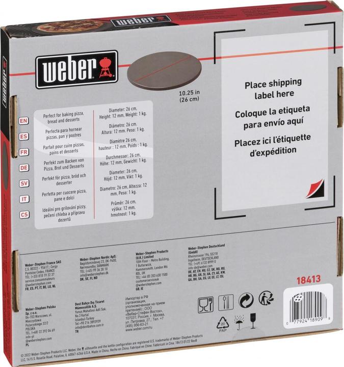 Actual product image Weber Pizza stone