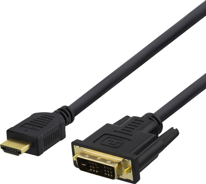 Image du produit Deltaco Câble HDMI vers DVI 3m Full HD svart (3 m, HDMI)