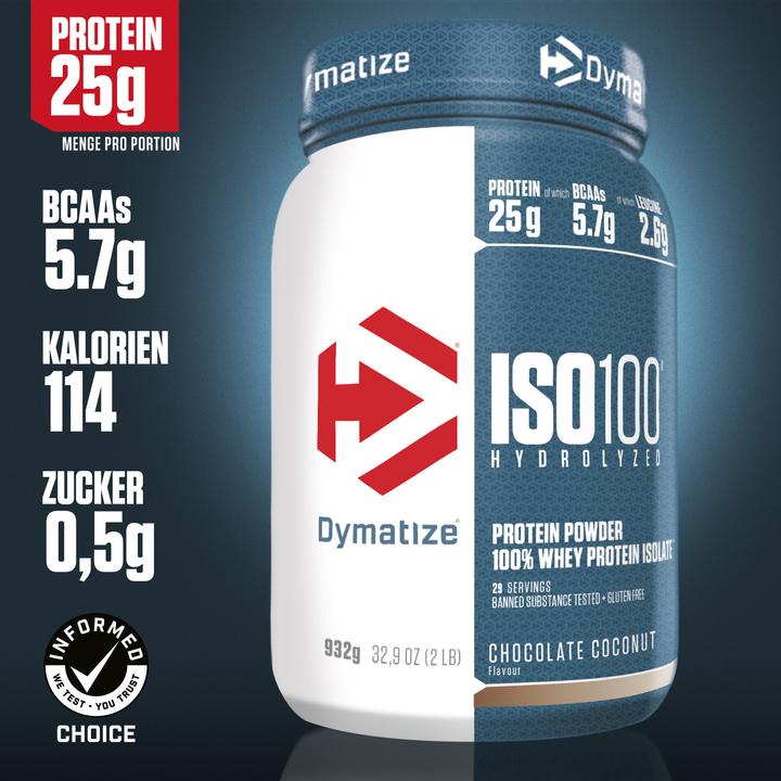Actual product image Dymatize ISO 100 (Chocolate coconut, 1 pcs., 932 g)