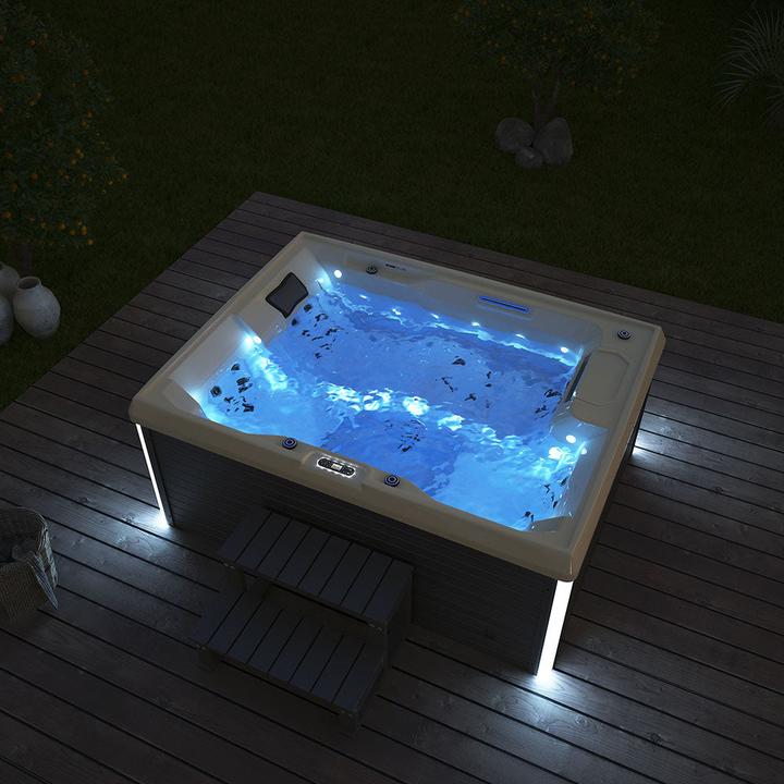 Produktbild Home Deluxe Outdoor Whirlpool HOME-STAR, 24 Massagedüsen LED, Treppe und Thermoabdeckung, 3 Personen (3 Pers.)