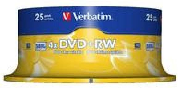 Image du produit Verbatim DVD+RW, 4x, 4.7GB, 25 broches (25 x)
