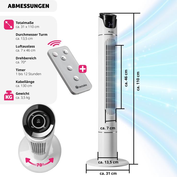 Image du produit tectake Ventilateur de tour (50 dB)