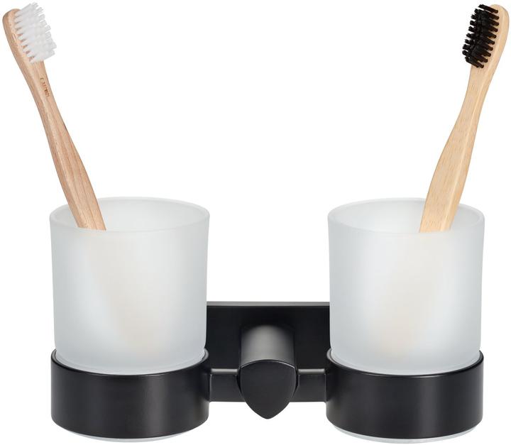 Image du produit Biasca Porte-verre noir mat, double (19 x 10.5 x 9.5 cm)