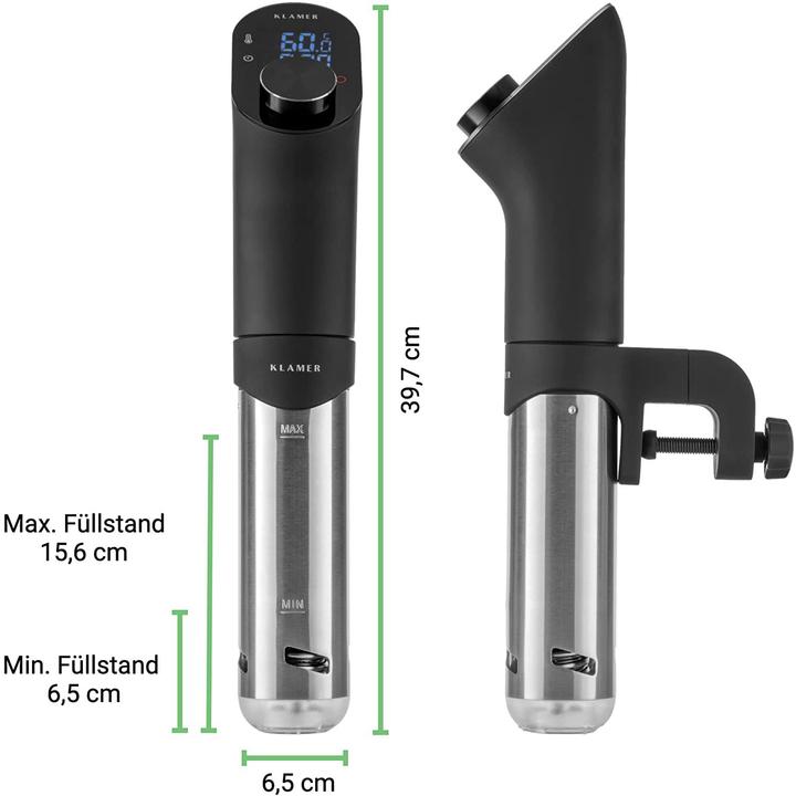 Produktbild KLAMER Sous Vide Stick 1200 Watt IPX7 wasserdicht 3D Zirkulation