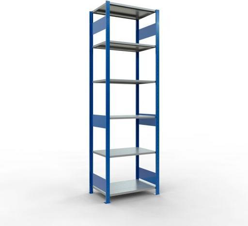Sistema di scaffalature di base senza viti MULTIplus150 con ripiani di lunghezza