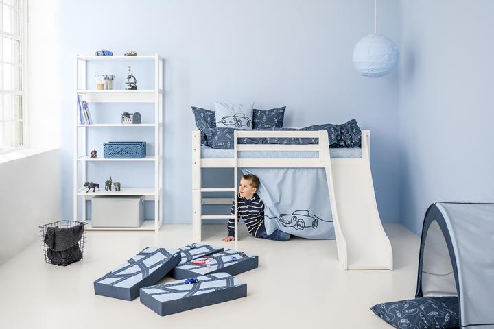 Immagine prodotto Hoppekids Tenda CARS per letti per bambini a mezza altezza (superficie di appoggio 70x160 cm) in DREAM BLUE