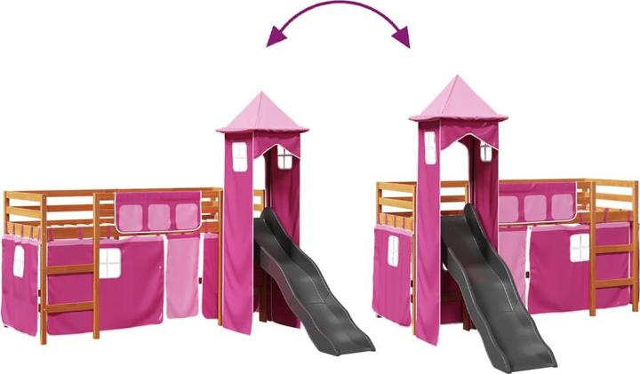 Image du produit VidaXL Lit superposé pour enfant avec tour Rose (90 x 200 cm)