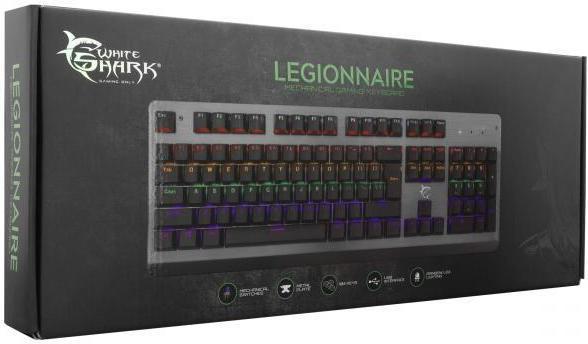 Image du produit Clavier mécanique de jeu blanc Shark Legionnaire, OUTEMU BLUE Switch, Rainbow LED backlight, US la (US, Filaire)
