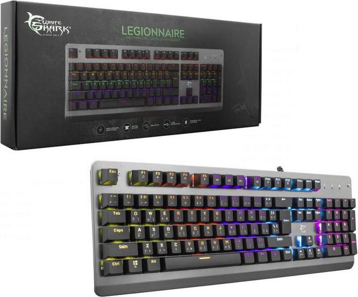 Image du produit Clavier mécanique de jeu blanc Shark Legionnaire, OUTEMU BLUE Switch, Rainbow LED backlight, US la (US, Filaire)