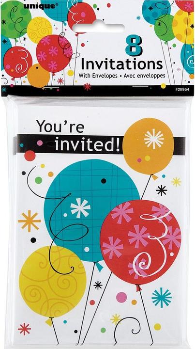 Immagine prodotto Unique Party Breezy Compleanno Inviti Misura Confezione 8 (8 pz.)