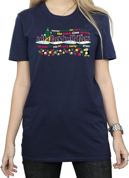 Actual product image Elf Womens/Ladies Candy Cane Forest Cotton Boyfriend T-Shirt (XXL)