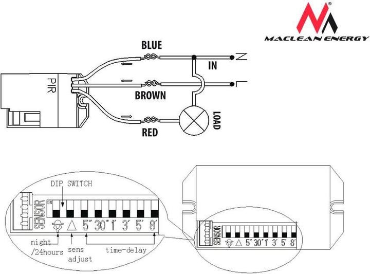 Productafbeelding Maclean MCE32 MCE32 Automatische Schakelkast w PIR bewegingsdetector Sensor Beveiliging 800W (6 m)