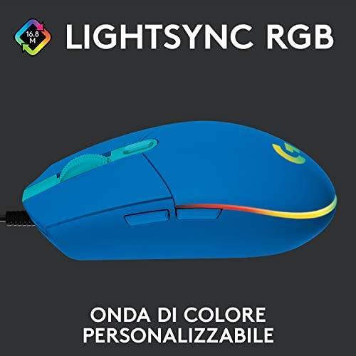 Image du produit Logitech Souris de jeu G203 Lightsync RGB, bleue (Filaire)