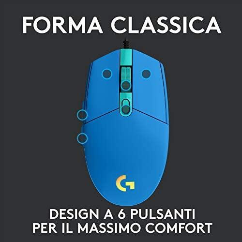 Image du produit Logitech Souris de jeu G203 Lightsync RGB, bleue (Filaire)