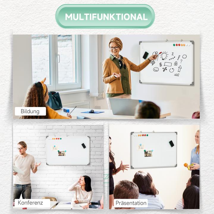 Image du produit Homcom Tableau blanc avec effaceur à sec, aimants et stylos (90 x 60 cm)