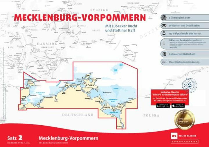 Immagine prodotto Sportbootkarten Satz 2: Mecklenburg-Vorpommern (Ausgabe 2025)