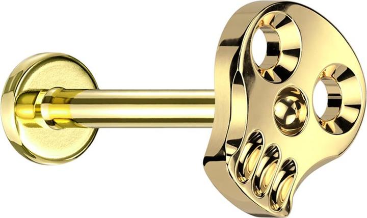 Produktbild Star Piercing Micro Labret Innengewinde vergoldet hohler Totenkopf vergoldet (ohne Messing, Titan G23)