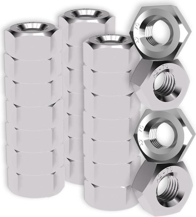 Actual product image Offgridtec Stainless steel nuts M6 - DIN 934/ISO 4032 A2 V2A - 25 pieces (M4, M8, M10, M5, M6)