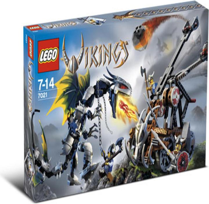 Produktbild LEGO 7021 - Viking Double Catapult vs. the Armoured Ofnir Dragon (7021, LEGO Wicked)