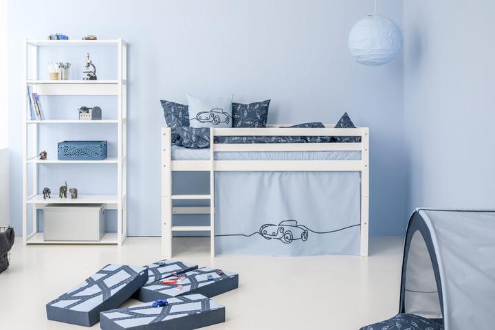 Immagine prodotto Hoppekids Tenda CARS per letti per bambini a mezza altezza (superficie di appoggio 70x160 cm) in DREAM BLUE